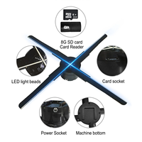 Ventilador Proyector de Hologramas 3D de 45cm con 510 LED, Máquina Publicitaria para Centros Comerciales, Control por WiFi y APP, Ventilador con Pantalla Holográfica