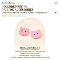 Boutons-pression carrés en plastique à deux trous, motif chat de dessin animé fraise colorée, décoratifs, lavables, pour vêtements d'enfants