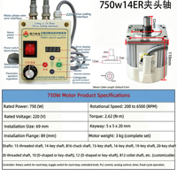Eje de Mandril LIANGYUAN 750w ER14, Eje de Sujeción de Herramientas ER14 de Acero Sólido Resistente al Desgaste para Accesorios de Husillo de Motor Servo