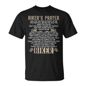 T-shirt de motard avec motif de prière chrétienne pour motard, noir, taille moyenne - Product Image 1