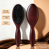 Brosse à cheveux ovale en bois pour cheveux épais, bouclés et longs, pour la maison, les voyages, le salon, soin du cuir chevelu, peigne personnalisé avec logo gravé au laser