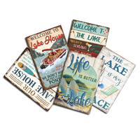 American Vintage Lake Wall Tin Sign Wholesale Retro Metal Plate UV Printed Lake House Decor Wholesome Plaque
