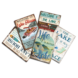 American Vintage Lake Wall Tin Sign Wholesale Retro Metal Plate UV Printed Lake House Decor Wholesome Plaque