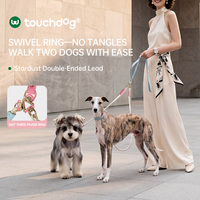 Laisse double réglable anti-emmêlement pour chiens, pivotante à 360°, en cuir robuste avec décoration diamantée pour la promenade de deux chiens