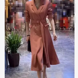 L276 grande Aimei para o outono de 2023 novo casaco trench na moda longa e confortável vestido feminino slim