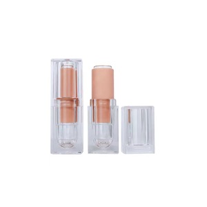 Tube à lèvres carré vide 5ml, transparent, mat, orange clair, emballage cosmétique ABS pour baume à lèvres DIY - Product Image 1