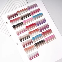 Aillsa Faux Ongles en Acrylique Faits Main, Forme Croissant Œil de Chat, Style French, Couverture Complète, à Presser pour les Doigts, Application et Retrait Faciles