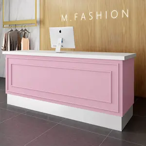 Barra Led de madera moderna personalizada para salón, mesa de recepción, color rosa, a la venta