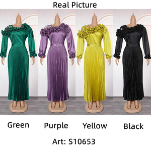 S10653 Abito Formale Elegante <span class=keywords><strong>da</strong></span> Chiesa per Donne, Vestito Lungo Plissettato, <span class=keywords><strong>Abbigliamento</strong></span> Casual Elegante Africano per Donne - Product Image 4