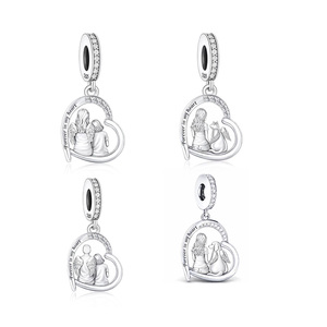 Abalorios de Plata 925 para Pulsera Original, Diseño Madre, Hija, Padre, Niña, Perro, 'Para <span class=keywords><strong>Siempre</strong></span> en Mi Corazón', para Creación de Joyas, Nuevo - Product Image 1