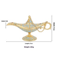 Brûleur d'encens Lampe Magique d'Aladdin, Sculpture Métallique Gravée et Sculptée, Plaqué Or, Décoration Maison, Hôtel, Mariage, Ornement en Gros