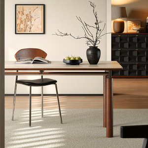 Mesa de Comedor Bauhaus de Bambú con Superficie de Roca, Estilo Retro Francés, Desmontable, Rectangular, para Apartamentos Pequeños, Estilo Mediados de <span class=keywords><strong>Siglo</strong></span> - Product Image 4