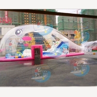 Palais de cristal gonflable pour enfants, maison à bulles géante transparente, île baleine, piscine à millions de balles océaniques, aire de jeux pour enfants