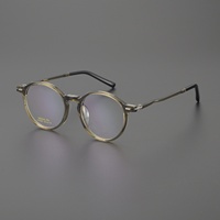 Montura de Gafas Ópticas y de Lectura Redondas Vintage de Acetato, Unisex, Protección Transparente, Logotipo Personalizado, OEM, ODM