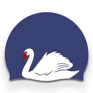 Gorro de natación de silicona con estampado de cisne, protección para los oídos para adultos, gorro de natación extra grande, grueso, impermeable, protector del cabello - Product Image 3