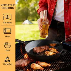 Juego de Sartenes de Hierro Fundido Pre-Sazonadas, Sartén para Asar y Sartén Plana para Cocina de Inducción y Horno - Product Image 6