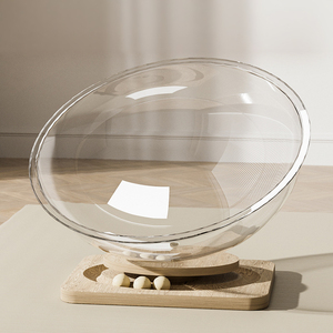 Casa de gato al por mayor cápsula espacial acrílica transparente nido de gato de madera Cama de Gato semicerrada juguete con 3 bolas pequeñas - Product Image 1