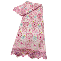 Fliederfarbener Blumen-Paisley-Chiffon mit Stickerei, Leichter Pailletten-Spitzenstoff, Nigerianischer Spitzenstoff für Formelle Damenoutfits