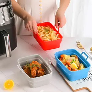 2022 New Design BPA Free Silicone Air Fryer Pots Food Safe Foldable Reusable Air Fryers Oven