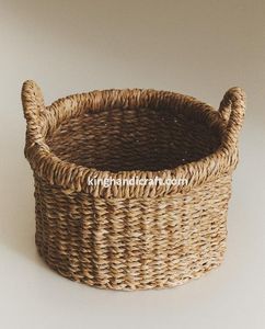 Panier de rangement pliable en jonc de mer fait main, moderne et écologique, tressé, pour la décoration intérieure, les vêtements, la lessive et les jouets (vente en gros) - Product Image 6