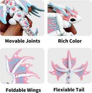 2 шт. 3D-печатные гибкие шарнирные крылья дракона 7 дюймов, игрушки-антистресс, декор для дома и офиса, наполнители для пасхальных корзин, подарки на день рождения для девочек и мальчиков - Product Image 5