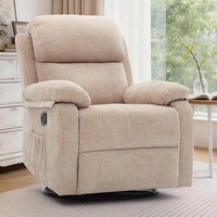 Fauteuil inclinable pivotant à 360° en tissu chenille rembourré marron pour adultes, idéal pour les petits espaces, avec poches latérales