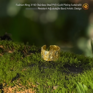 แหวนแฟชั่น สแตนเลสสตีล 316L ชุบทอง PVD ทนทาน ปรับขนาดได้ ดีไซน์สวยงาม - Product Image 3