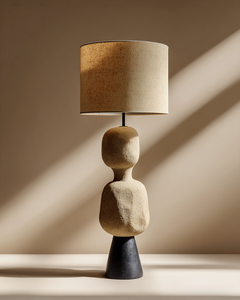 Lampe de table en céramique minimaliste imprimée en 3D ST avec base texturée, abat-jour blanc, grande taille, éclairage pour salon - Product Image 6