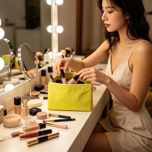 Estuche para Lápices de Algodón Twill, Bolsa de Papelería con Cierre de Colores, Bolsas de Regalo DIY con Parche Termoadhesivo - Product Image 6