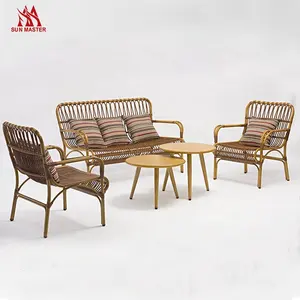 Set di mobili da giardino in Rattan sedie e tavolo 4 posti in vimini di bambù Patio rustico ristorante Hotel prato divano divano
