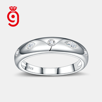 Bague ajustable en argent sterling S925 avec serti clos, pierres de moissanite rondes et marquises, pour mariage et usage quotidien