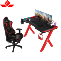 Ensemble de tables et de chaises de jeu de 140 cm avec éclairage LED RVB pour filles, bureau à domicile, ordinateur de jeu, chaise de bureau