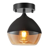 Plafonnier LED en fer de style américain, lampe en verre transparent pour chambre à coucher, café, bar, salon, couloir, salle à manger
