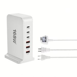 US EU AU UK <b>Plug</b> 168W GaN Fast Charger 3 USB 3 Type C Desktop Charging Station 3A+3C Power <b>Adapter</b> for Tablet Laptop Phone - Product Image 2