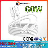 TPE 1m 2m 3m 3ft 6ft 60W 3A Charge rapide de téléphone USB Type C à Type C Câble de chargeur de charge rapide pour tablette