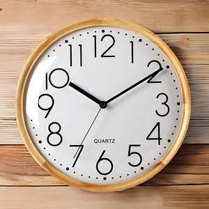 Creative Big Numbers Wood Frame Round Silent Modern Home Decorative Wall Clock Gift