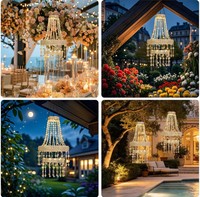 Lampe solaire de style campagnard européen, lustre suspendu étanche pour la décoration de mariage en plein air et de jardin