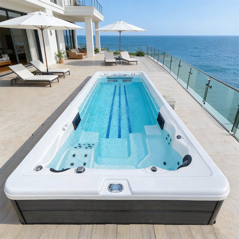 Hot Tub Outdoor Spa Pool with Covers Outdoor Swim Spa Pool with LED Lighting and High Performance Filtration