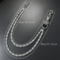 Chaîne de taille personnalisable en alliage de zinc style punk multicouche pour hommes, 60-80 cm, avec boucle en cuivre, fabriquée en Chine