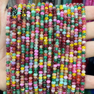 Tira de Cuentas de Calcedonia en Forma de Ábaco de 4x2mm, Abalorios de Piedras Preciosas Espaciadoras Rondelle Facetadas Multicolor para Fabricación de Collares - Product Image 5