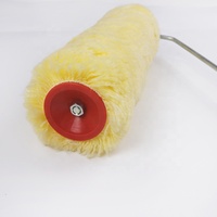 Cepillo amarillo de pelo largo Rodillo de pintura con mango de plástico rojo Rodillo de cepillo de pintura tipo tornillo