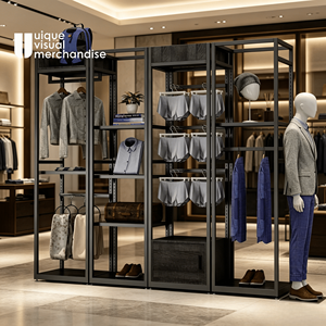 Exhibidores de <span class=keywords><strong>Ropa</strong></span> Metálicos Negros con Logotipo Personalizado para Tienda de <span class=keywords><strong>Ropa</strong></span> Masculina, Exhibidores de Trajes para Hombre, Exhibidores de <span class=keywords><strong>Ropa</strong></span> para Minoristas - Product Image 2
