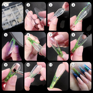 288pcs Acrylic Extended <b>Nail</b> Forms Full Cover False <b>Nail</b> Mold 16 Designs Pre-designed Glue Finger Medium Length Quick Building - Product Image 6