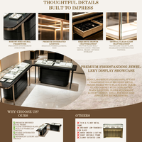 Vitrine de présentation en forme de L pour bijoux, avec dessus en verre et tiroirs de rangement, pour magasin de vente au détail de bijoux