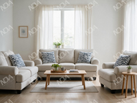 Ensemble de canapés en tissu de style américain élégant avec 1, 2 et 3 places et coussins pour salon d'appartement de luxe