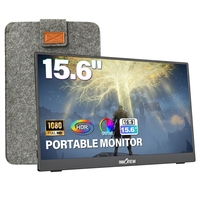 Moniteur de jeu 15,6 pouces 60Hz FHD 1080P Écran portable Étui en cuir pour console PS5 Xbox Nintendo Switch Gamer