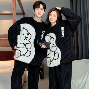 Pijamas de Navidad al Por Mayor para Familia, Pijamas a Juego para Parejas, Ropa de Dormir de Franela Cálida de Invierno para Enamorados - Product Image 2