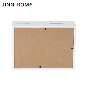 Jinn Home 2 aperture salvadanaio in legno bianco salvadanaio MDF risparmio moneta scatola di vetro stampato copertura elegante decorazione per la casa attenta alla sicurezza - Product Image 5