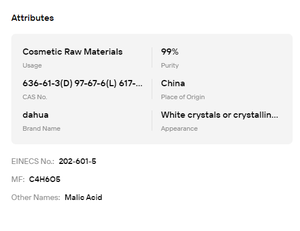DL-Malic Acid Powder CAS 617-48-1 Food Grade Acidity Regulator High Purity Bulk Additive for Beverage Confectionery - Product Image 6