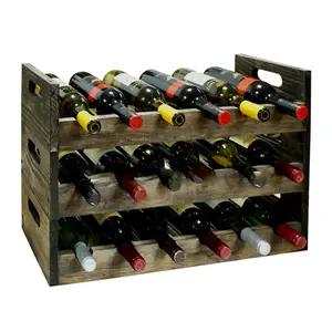Soportes de madera dura para vino, estante de almacenamiento de madera, negro, blanco y rojo